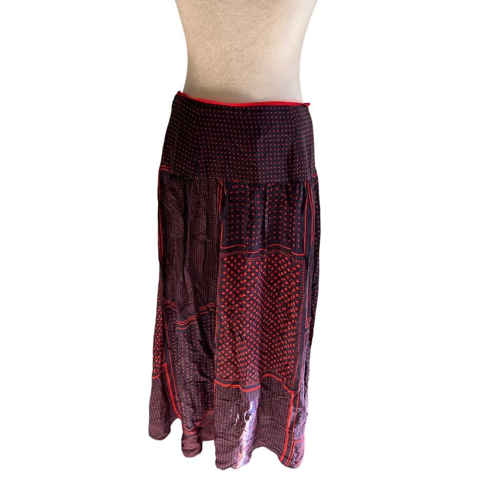 Maeve by Anthropologie Colette Skirt Black & Red Polka Dot Patchwork Size 6 - Picture 7 of 13
